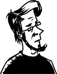 vector illustration of funny smart man professor in glasses and shirt