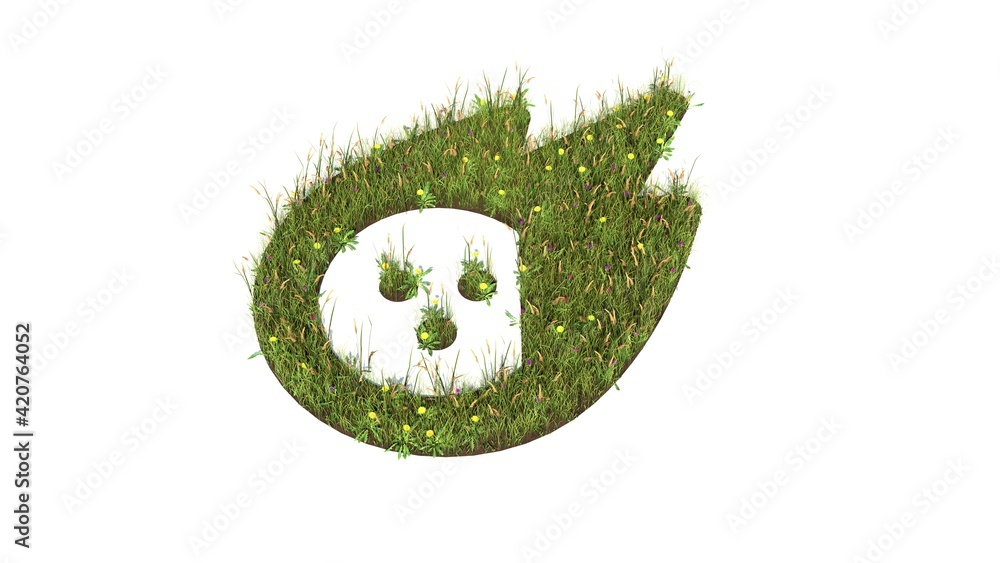 Poster 3d rendered grass field of symbol of meteorite isolated on white background
