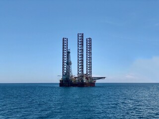 oil rig drilling platform in the Balikpapan - east Kalimantan - Indonesia
