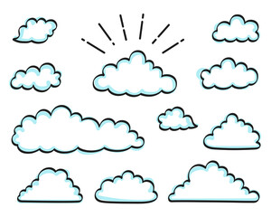 かわいい雲　手描き風