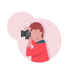 Photographer take camera Flat  Cartoon Concept