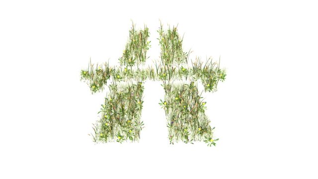 3d rendered grass field of symbol of highway isolated on white background