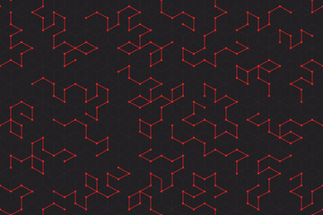 Geometry isometric layered seamless pattern for your landing page, web, app design. Square and lines editable tracery wallpaper with geometric elements futuristic style. Tecnology construction.