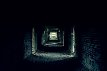 abandoned creepy corridor in szentkiralyszabadja Hungary
