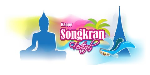 VECTOR ILLUSTRATION  FOR HAPPY SONGKRAN, THAILAND FESTIVAL WITH TEXT SONGKRAN MEANS  NEW YEAR