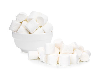 Marshmallows on white background