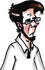 vector illustration of funny smart man professor in glasses and shirt