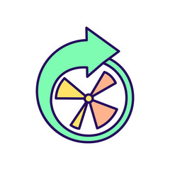 Intermittent fasting periods RGB color icon. Clock with arrow. Dieting period. Time management. Eating pattern. Mark progress. Process development. Track hours. Isolated vector illustration
