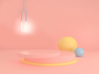 Abstract minimal scene, pastel color design for cosmetic or product display podium 3d render.