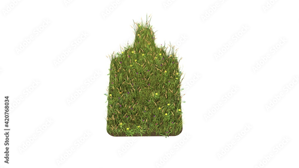 Poster 3d rendered grass field of symbol of condiment isolated on white background