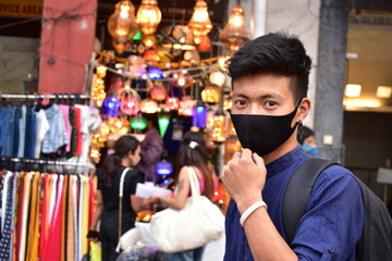 covid-19 theme shoot on street. location: India West Bengal, Kolkata.