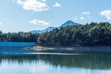 Lake Engolasters in the Pyrenees. Escaldes Engordany, Andorra in winter 2021