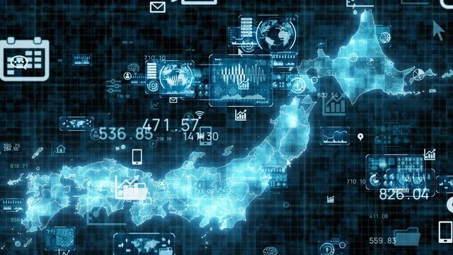 日本地図　ネットワーク　テクノロジー