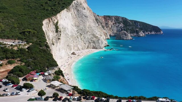 Lefkada, Greece. Aerial view of Porto Katsiki, beach on the Ionian island.