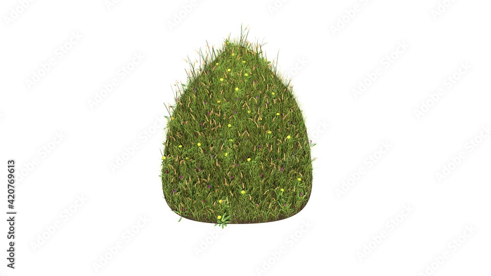 Sticker 3d rendered grass field of symbol of almond isolated on white background