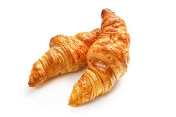 Delicious breakfast with fresh croissants