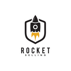 Rocket selling logo design template