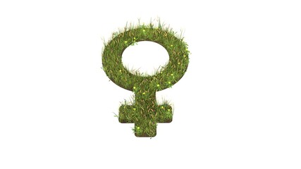 3d rendered grass field of symbol of Venus isolated on white background