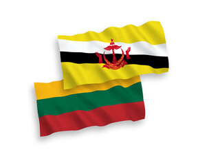 Flags of Lithuania and Brunei on a white background