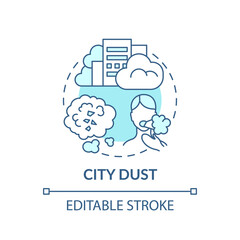 City dust concept icon. Toxic smog idea thin line illustration. Microplastics sources. Plastic particles in air. Vector isolated outline RGB color drawing. Editable stroke