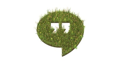 3d rendered grass field of symbol of symbol isolated on white background