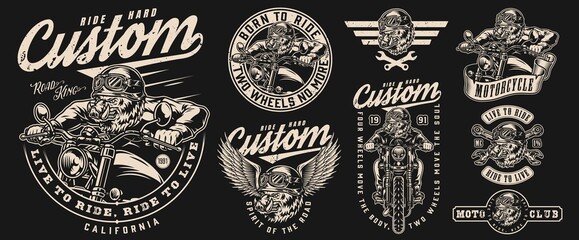 Custom motorcycle vintage labels set © DGIM studio