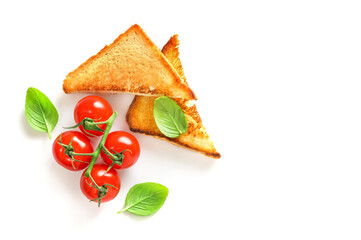 Toast bread with tomatoes and basil