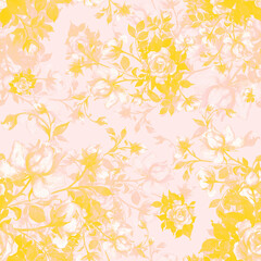 Abstract seamless pattern of drawn stylized flowers