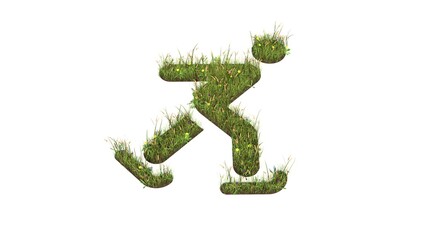 3d rendered grass field of symbol of skating isolated on white background