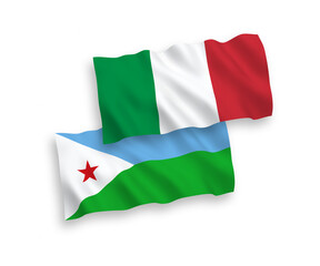 Obraz premium Flags of Italy and Republic of Djibouti on a white background