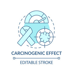 Carcinogenic effect concept icon. Microplastics health effects idea thin line illustration.Harmful impact on human. Vector isolated outline RGB color drawing. Editable stroke