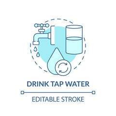 Drink tap concept icon. Avoiding microplastics tips idea thin line illustration. Nature saving measures. Vector isolated outline RGB color drawing. Editable stroke