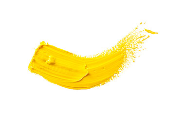 Yellow paint splatter isolated on white background