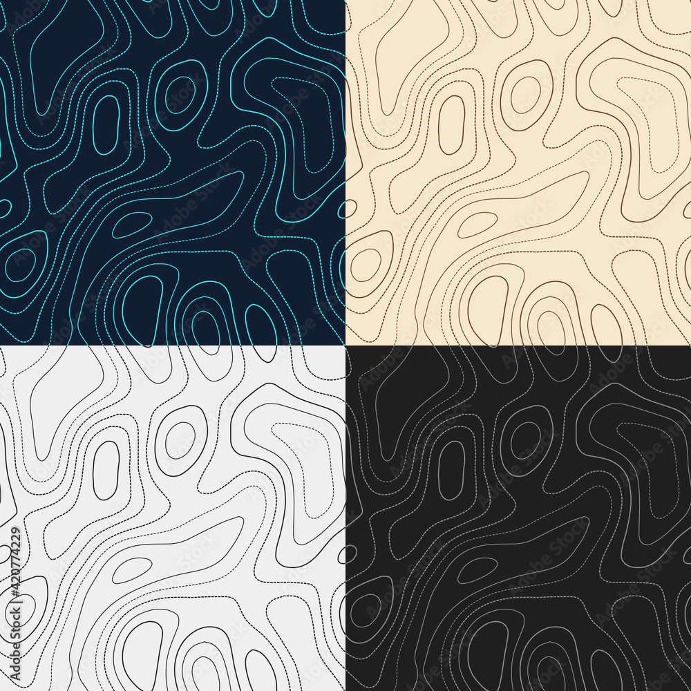 Poster topography patterns. seamless elevation map tiles. captivating isoline background. amazing tileable 