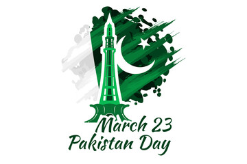 March 23, Happy Pakistan Day vector illustration. Suitable for greeting card, poster and banner