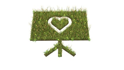 3d rendered grass field of symbol of presentation isolated on white background