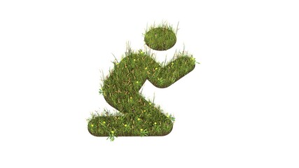 3d rendered grass field of symbol of pray isolated on white background