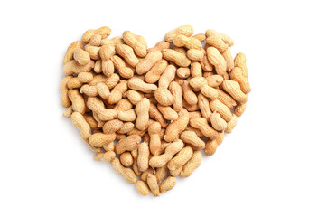 Peanuts in nutshell in shape of heart
