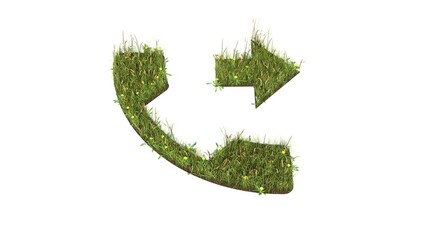 3d rendered grass field of symbol of phone isolated on white background