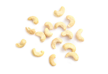 Tasty raw cashew nuts isolated on white