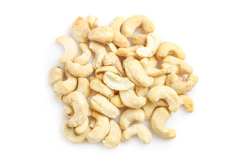 Tasty raw cashew nuts isolated on white