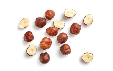 Tasty and nutritious hazelnuts isolated on white