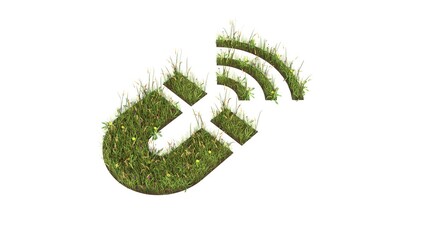 3d rendered grass field of symbol of magnet isolated on white background