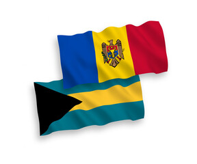 Flags of Moldova and Commonwealth of The Bahamas on a white background