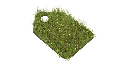 3d rendered grass field of symbol of label isolated on white background