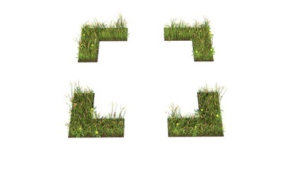 3d rendered grass field of symbol of interface isolated on white background