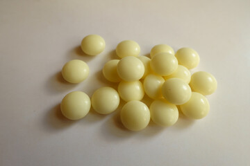 Group of light yellow mints of xylitol