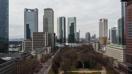 Obraz premium The Skyscrapers of Frankfurt Germany - financial district - urban photography