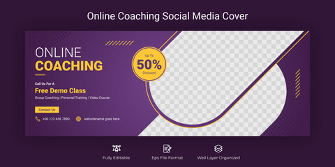Online Coaching Social Media Cover Banner Template
