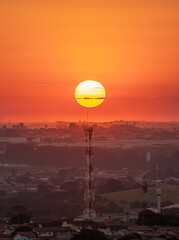 Sunset orange  and Red in a big city on Brazil